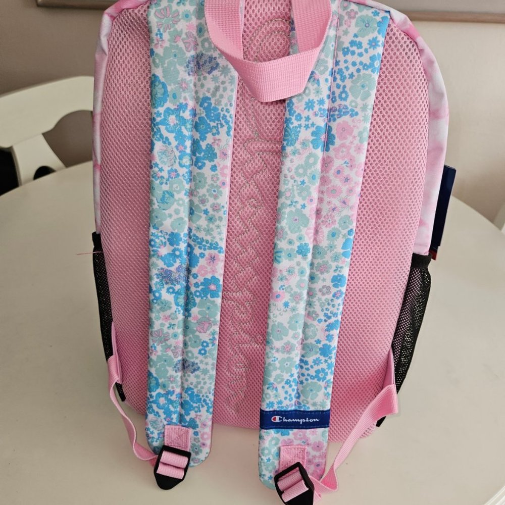 Champion pink tie dye print backpack with detachable insulated lunchbox. - Picture 5 of 5